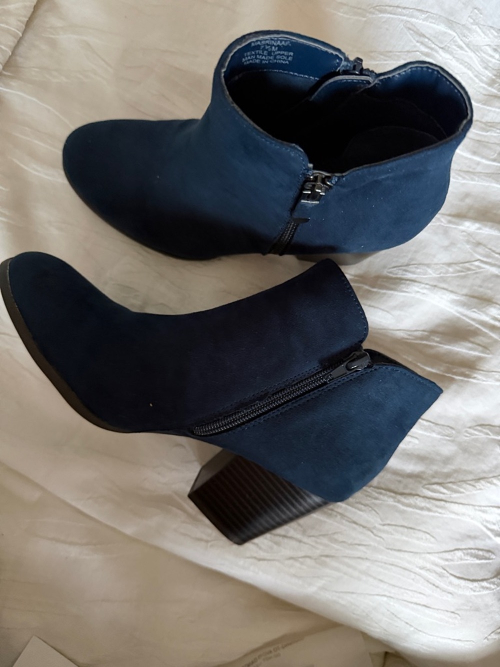Style & Co. Navy Suede Ankle Booties with Block Heel